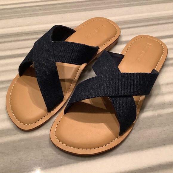 Mr. Turk MENS SLIDES SANDALS * BRAND NEW * Blue Denim Straps SIZE 13 Sho… - Picture 1 of 4